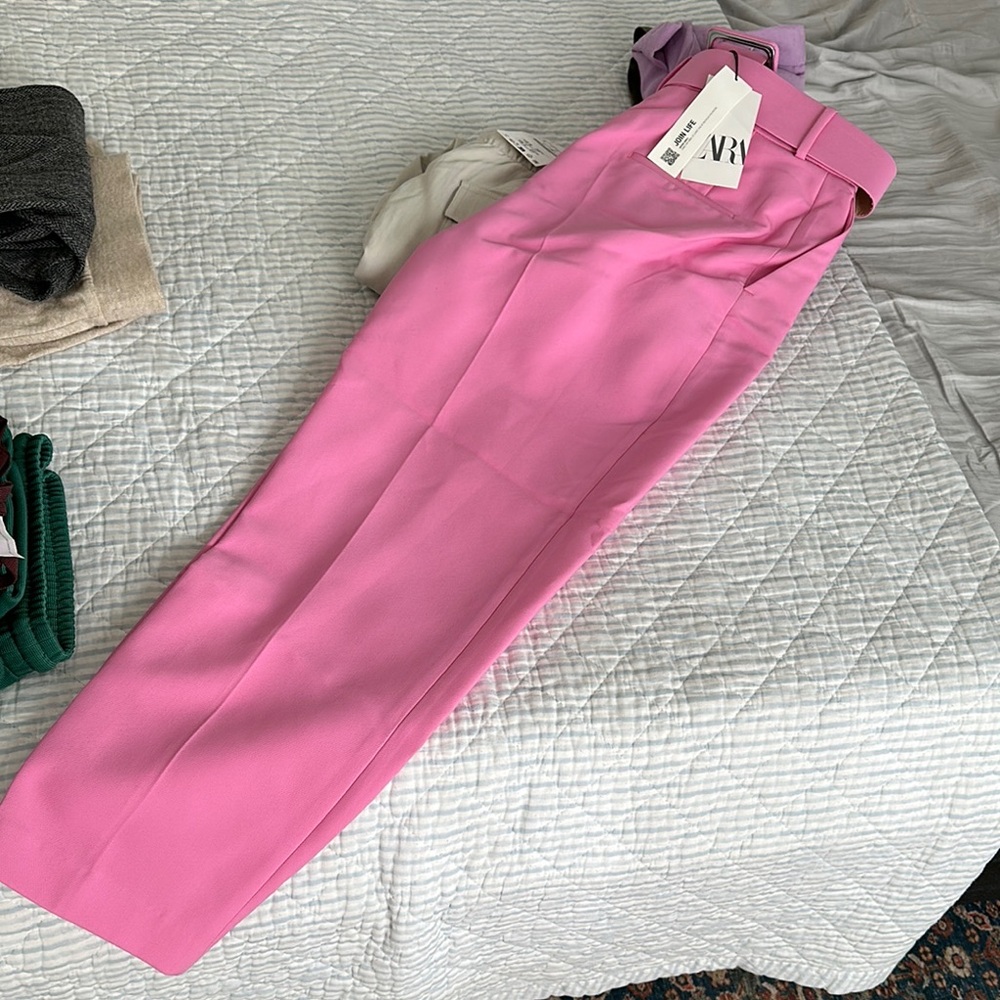 Zara Women's Pink High-Waisted Pants